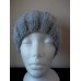 Hand knitted elegant fuzzy beanie/hat  striped light gray (junior/small)  eb-18324381